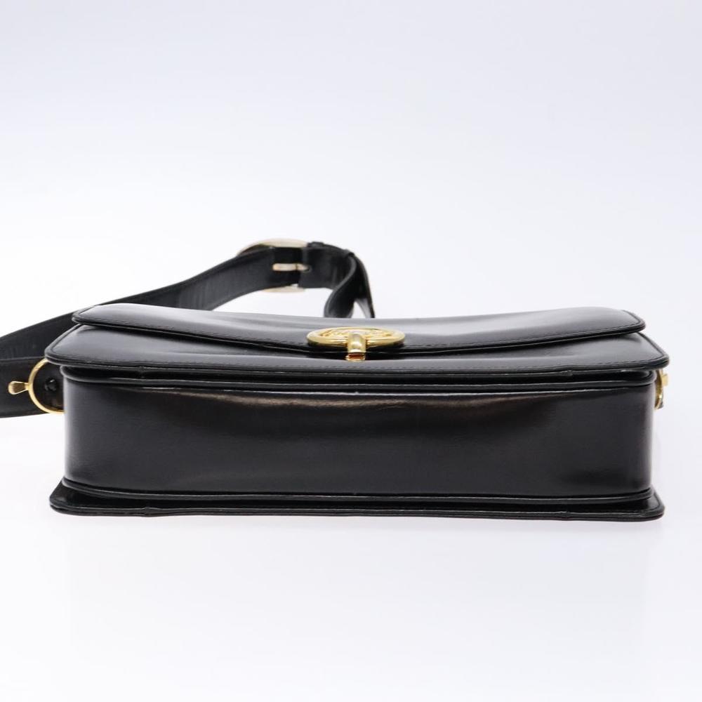 CELINE Horse Carriage Shoulder Bag Leather Black Gold Auth ki5948 - Picture 5 of 16